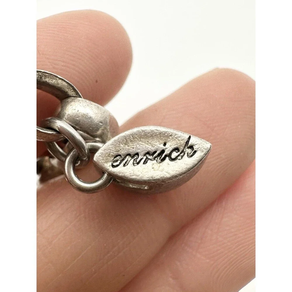 925 Silver Oval Chain Crystal Charm Bracelet Engraved Dream Love 9” 29.52gr
